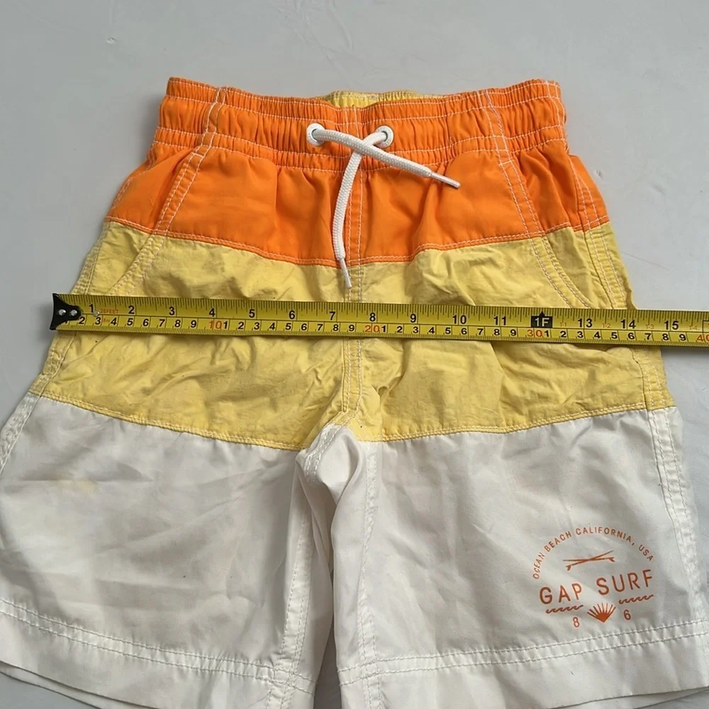 Gap boys yellow orange white gradient lined swim trunks with pockets
